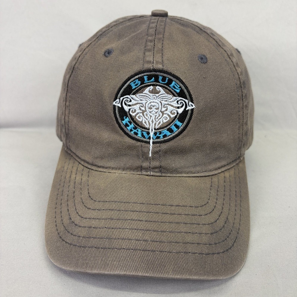 Crazy Shirts Hat Blue Hawaii Mens OSFM Brown Manta Ray Embroidered Strapback